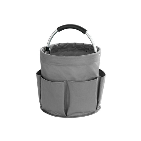 Foldable organizer basket for gardening and cleaning, gray