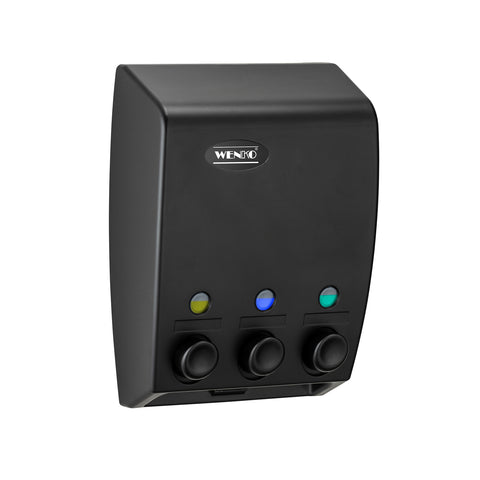 Black Wall-Mounted Soap Dispenser with 3 Compartments 450ml
