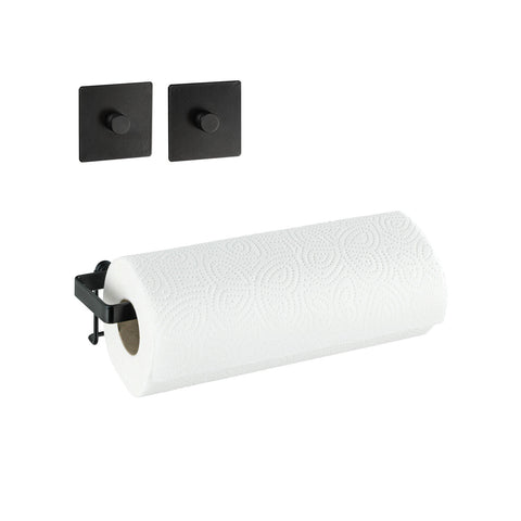 Wall-mounted black steel kitchen roll holder