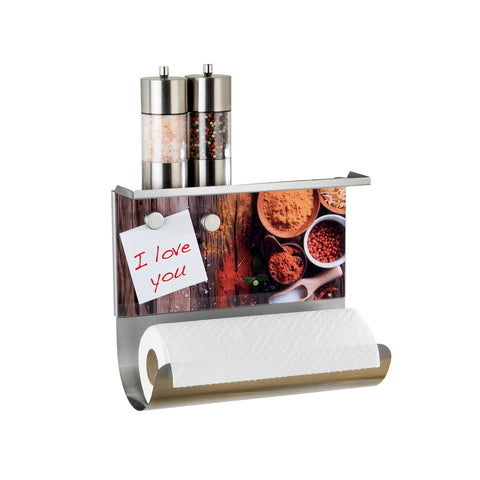 Magnetic glass kitchen roll holder