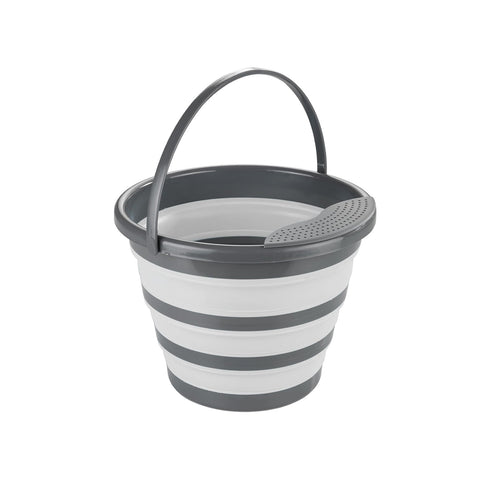 Space-saving folding bucket with strainer and handle, 10l