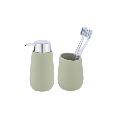 Lime Green Soap Dispenser and Toothbrush Holder Set