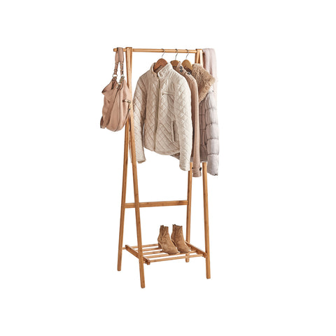 Coat rack with bamboo wood shelf