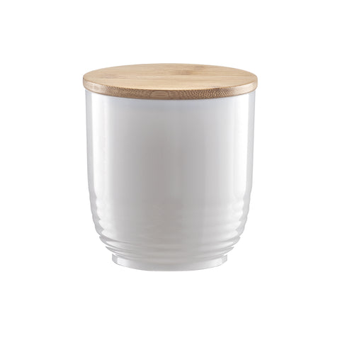 White Plastic/Bamboo Food Jar
