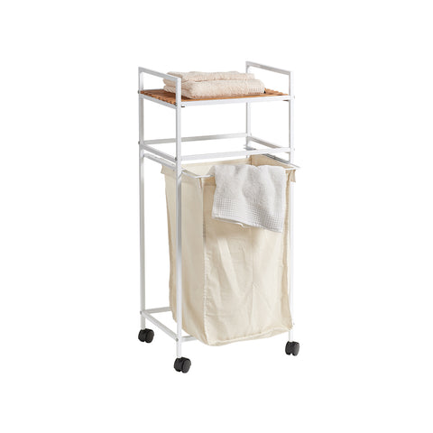 White Bamboo Laundry Trolley
