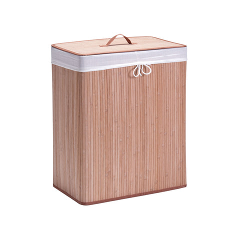 Bamboo Laundry Basket With 2 Compartments