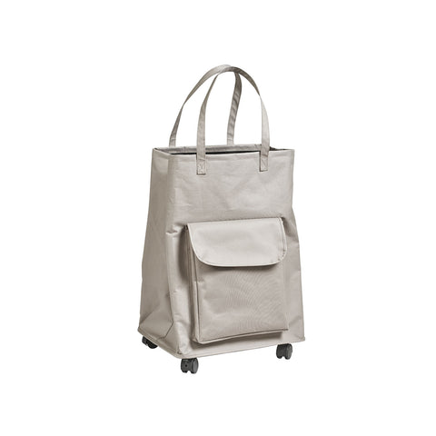 Beige Laundry Basket With Wheels And Handles