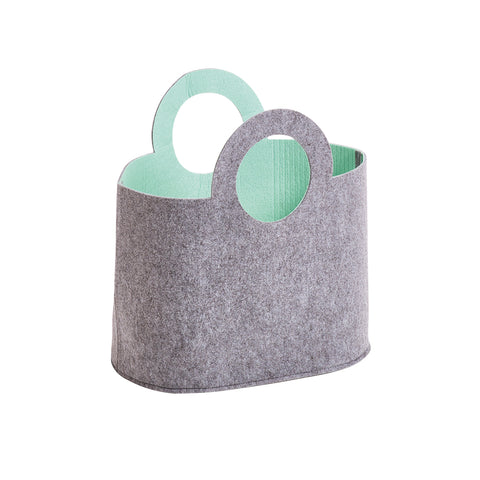 Gray/Light Blue Felt Basket 40x25x40cm