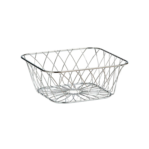Elegant and Practical Square Chrome-Plated Metal Kitchen Fruit Basket