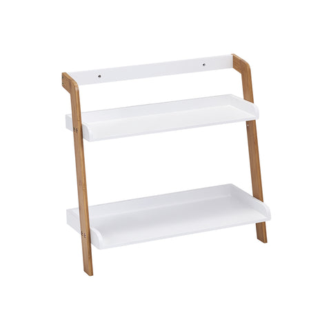2-tier bamboo/MDF wall shelf