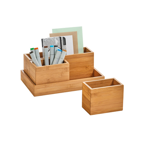 Bamboo Organizer With Tray 28x18x11cm