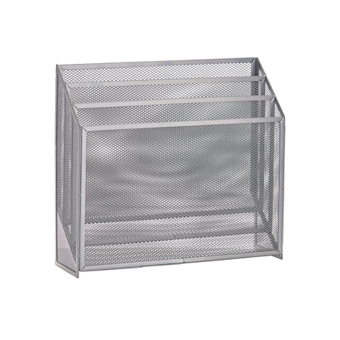 Silver metal magazine rack 32x9x29,5cm