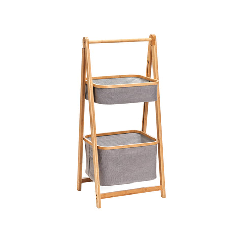Gray Bamboo/Polyester Basket Shelf