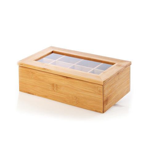Bamboo Tea Bag Box With 10 Compartments 36x20x9 cm
