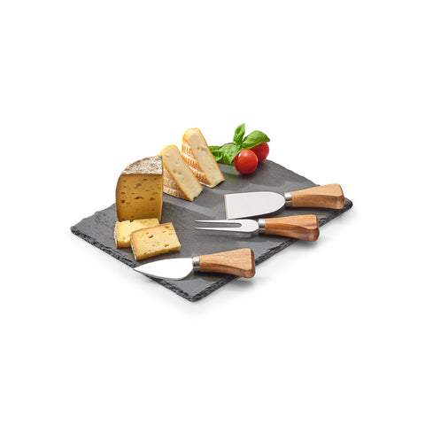 Set of 3 Knives and Slate Cheese Tray
