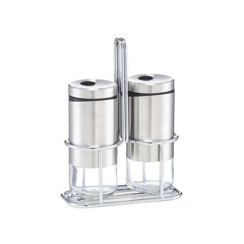Glass and Steel Salt/Pepper Seasoning Set